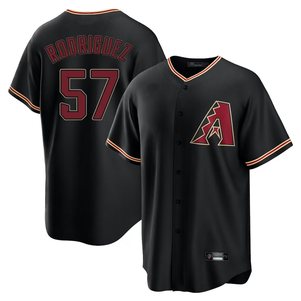 A.Diamondbacks #57 Eduardo Rodriguez Player Black Limited Home Edoa Stitched Jerseys