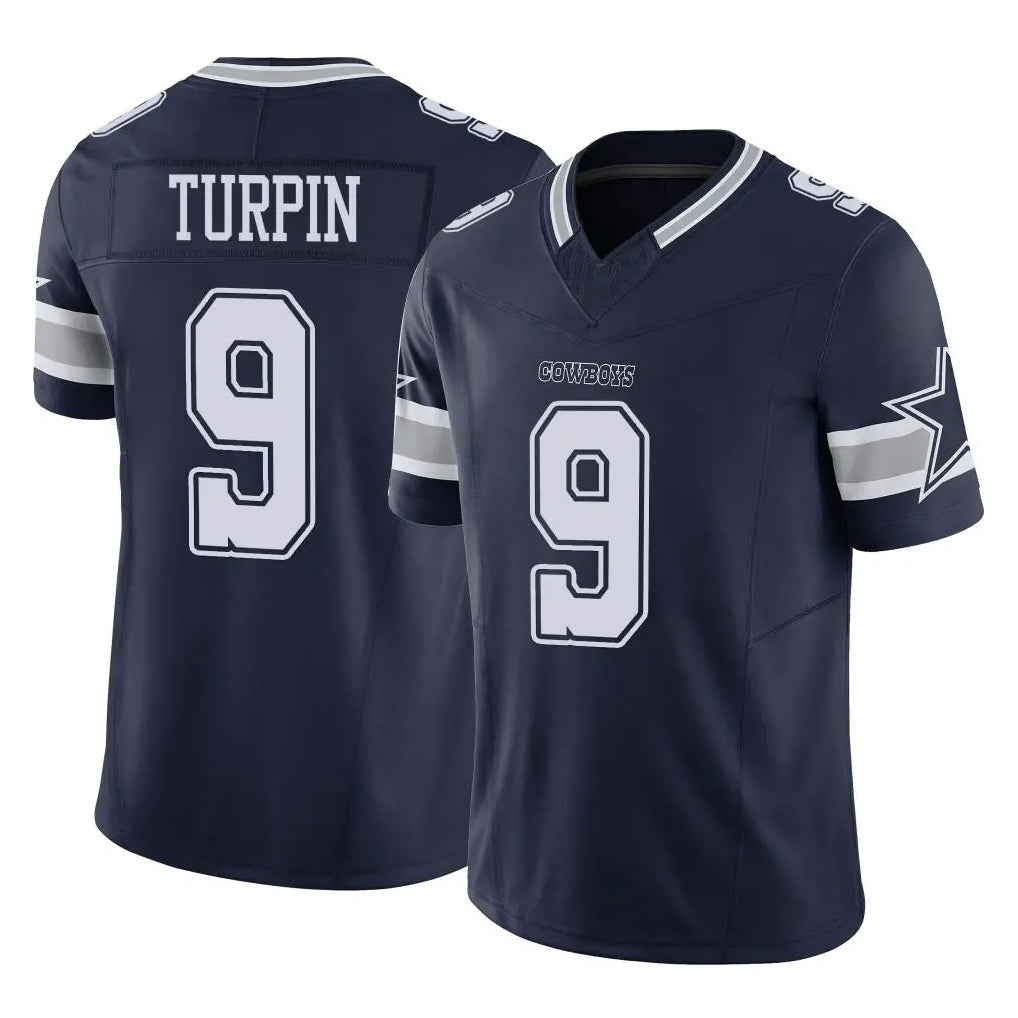 D.Cowboys #9 KaVontae Turpin Player Navy Limited Vapor F.U.S.E. Home Game Edoa Stitched Jerseys