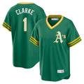 Athletics #1 Denzel Clarke Player Kelly Green Cooperstown Collection T-shirt Game Edoa Stitched Jerseys