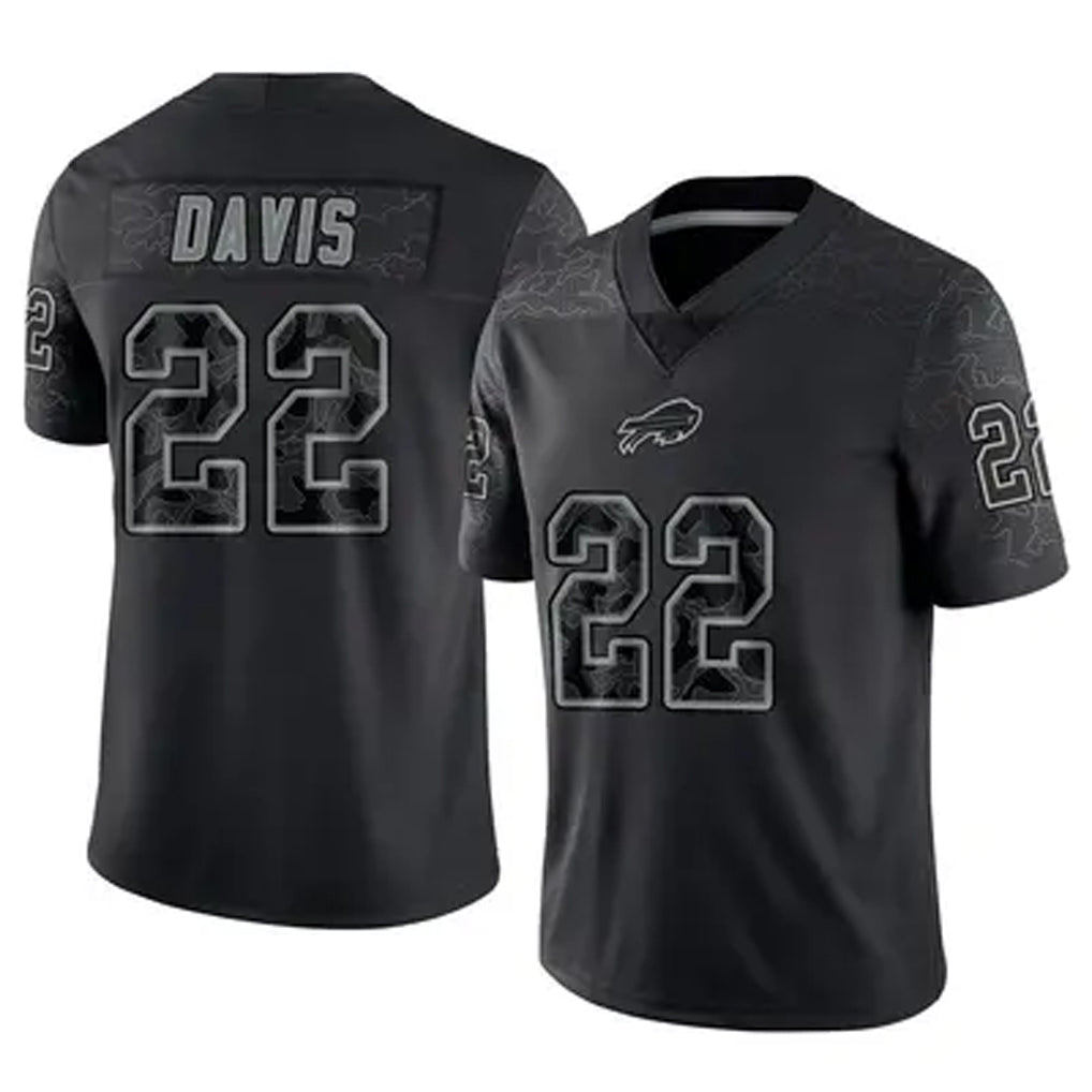 B.Bills #22 Ray Davis Player Black RFLCTV Limited Edoa Stitched Jerseys