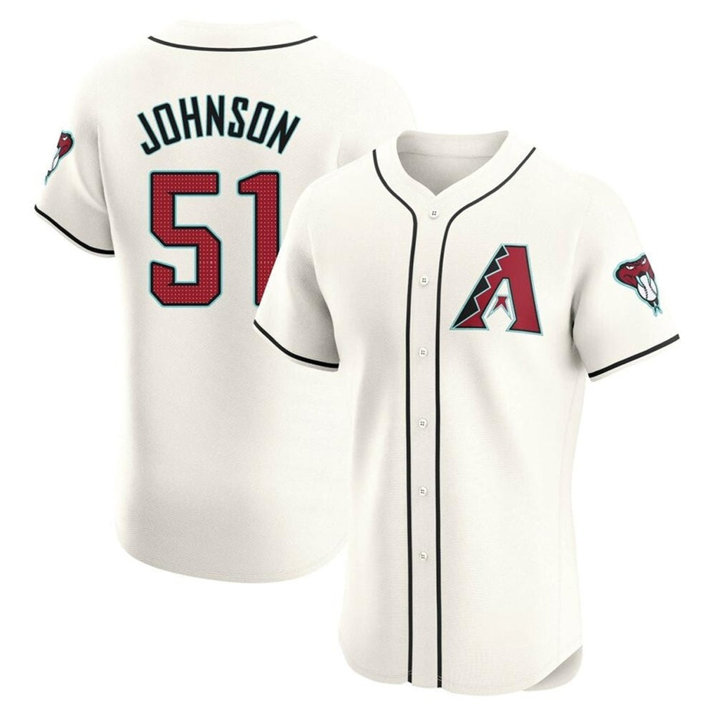 A.Diamondbacks #51 Randy Johnson Player Cream Limited Elite Home Game Edoa Stitched Jerseys