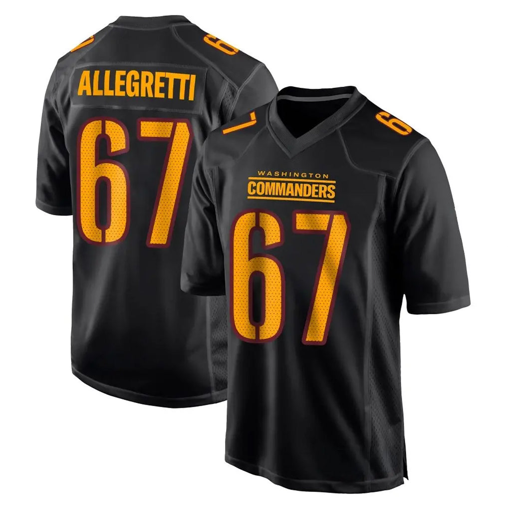 W.Commanders #67 Nick Allegretti Player Black Carbon Fashion Home Game Edoa Stitched Jerseys