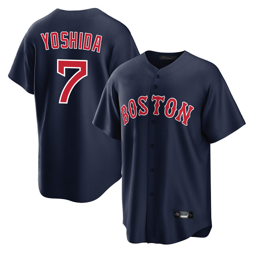 B.Red Sox #7 Masataka Yoshida Player Navy Home Game Edoa Stitched Jerseys