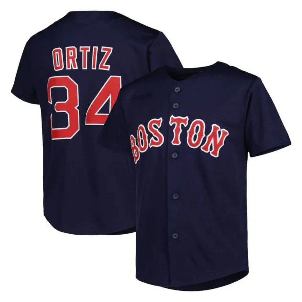 B.Red Sox #34 David Ortiz Player Navy Mitchell & Ness Cooperstown Collection Mesh Home Edoa Stitched Jerseys