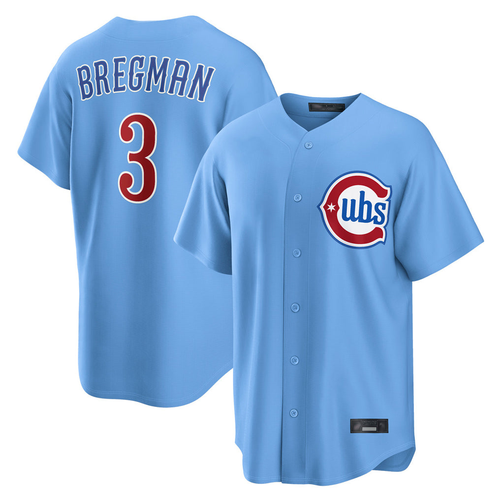 C.Cubs #3 Alex Bregman Player Light Blue Home Game Edoa Stitched Jerseys