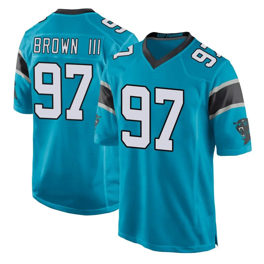 C.Panthers #97 Bobby Brown III Player Blue Game Edoa Stitched Jerseys