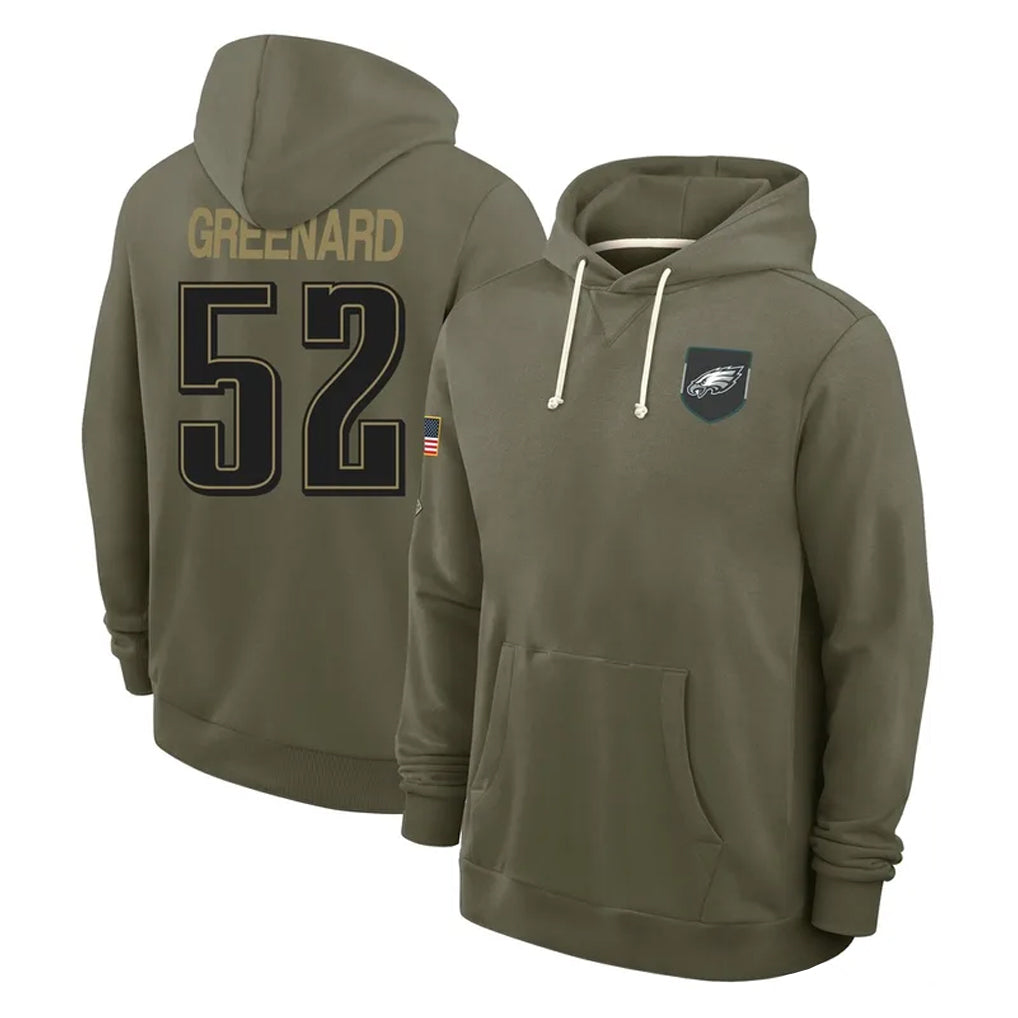 P.Eagles #52 Jonathan Greenard Player Olive Salute to Service Pullover Hoodies Limited Edoa Stitched Jerseys