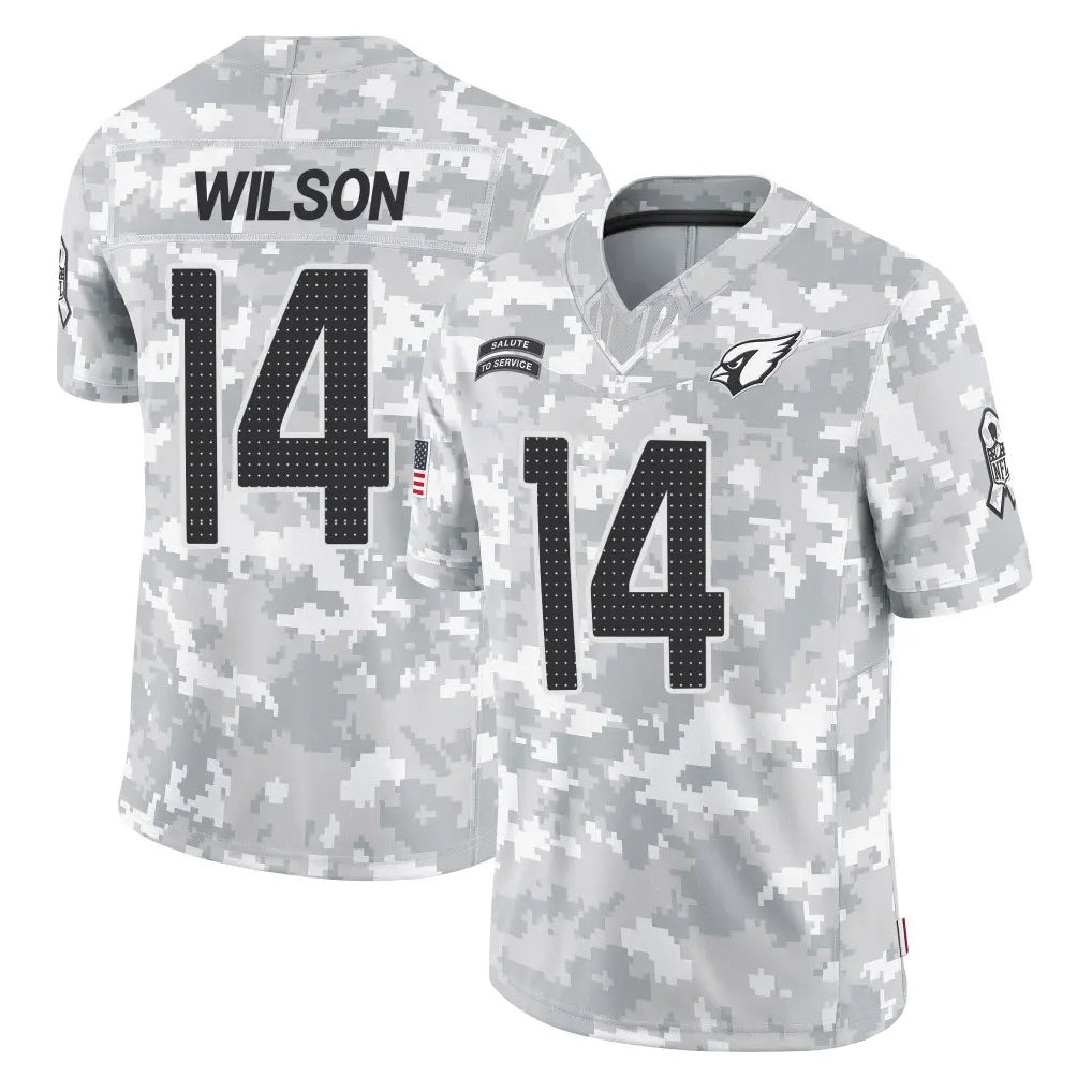 A.Cardinals #14 Michael Wilson Player Camo Salute to Service Limited Home Edoa Stitched Jerseys