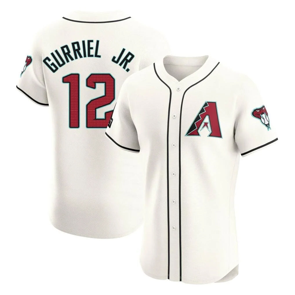 A.Diamondbacks #12 Lourdes Gurriel Jr Player Cream Limited Elite Home Game Edoa Stitched Jerseys