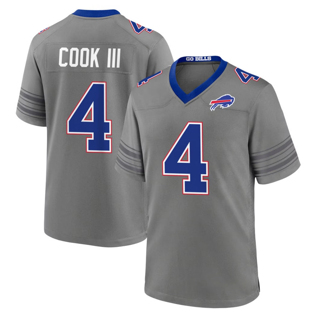 B.Bills #4 James Cook III Player Gray Nickel City Home Game Edoa Stitched Jerseys