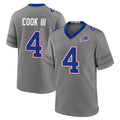 B.Bills #4 James Cook III Player Gray Nickel City Home Game Edoa Stitched Jerseys