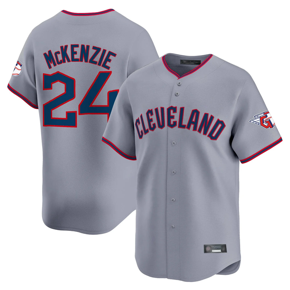 C.Guardians #24 Triston McKenzie Player Gray Road Limited Home Game Edoa Stitched Jerseys