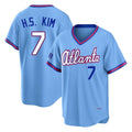 A.Braves #7 Ha-Seong Kim Player Powder Blue 2026 City Connect T-shirt Home Game Edoa Stitched Jerseys