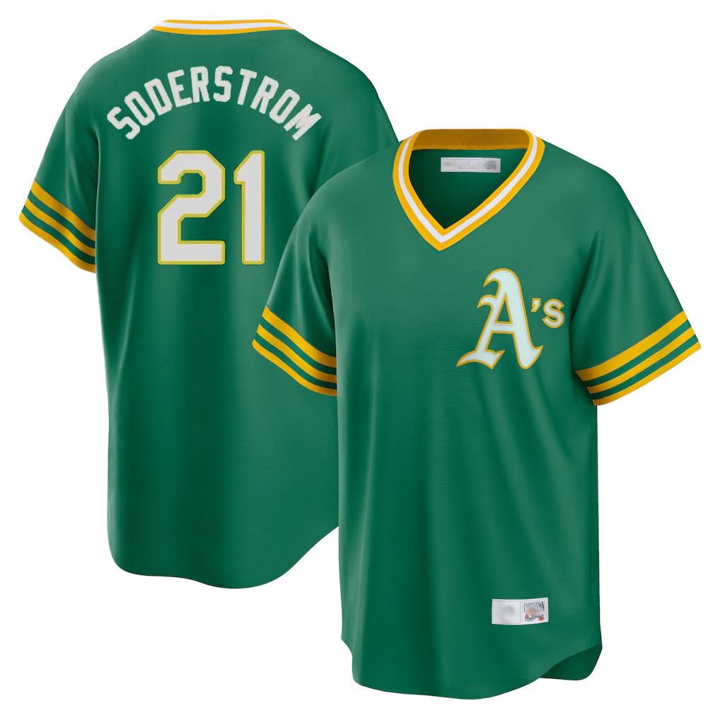 Athletics #21 Tyler Soderstrom Player Kelly Green Cooperstown Collection T-shirt Game Edoa Stitched Jerseys