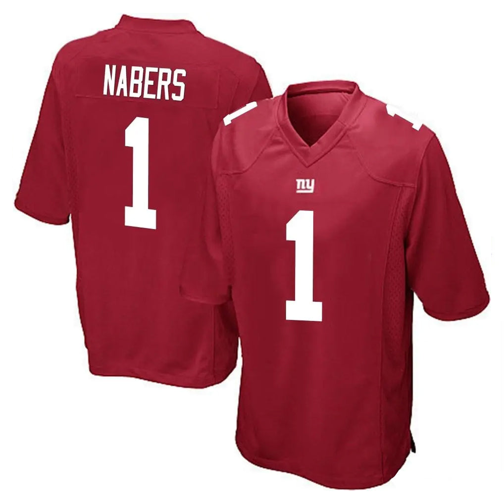 NY.Giants #1 Malik Nabers Player Red Home Game Edoa Stitched Jerseys