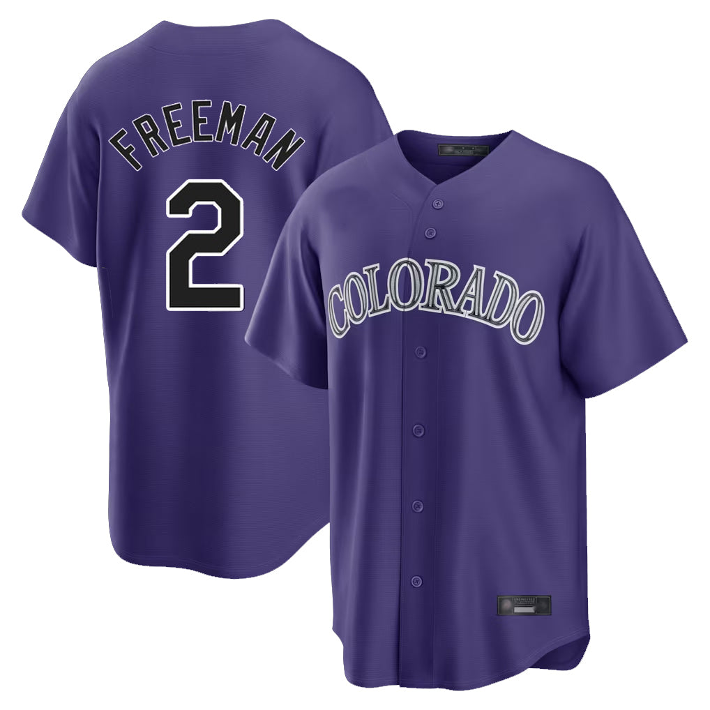 C.Rockies #2 Tyler Freeman Player Purple Game Home Edoa Stitched Jerseys