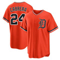 D.Tigers #24 Miguel Cabrera Player Orange Home Game Edoa Stitched Jerseys