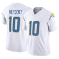 LA.Chargers #10 Justin Herbert Player White Limited Vapor F.U.S.E. Home Game Edoa Stitched Jerseys