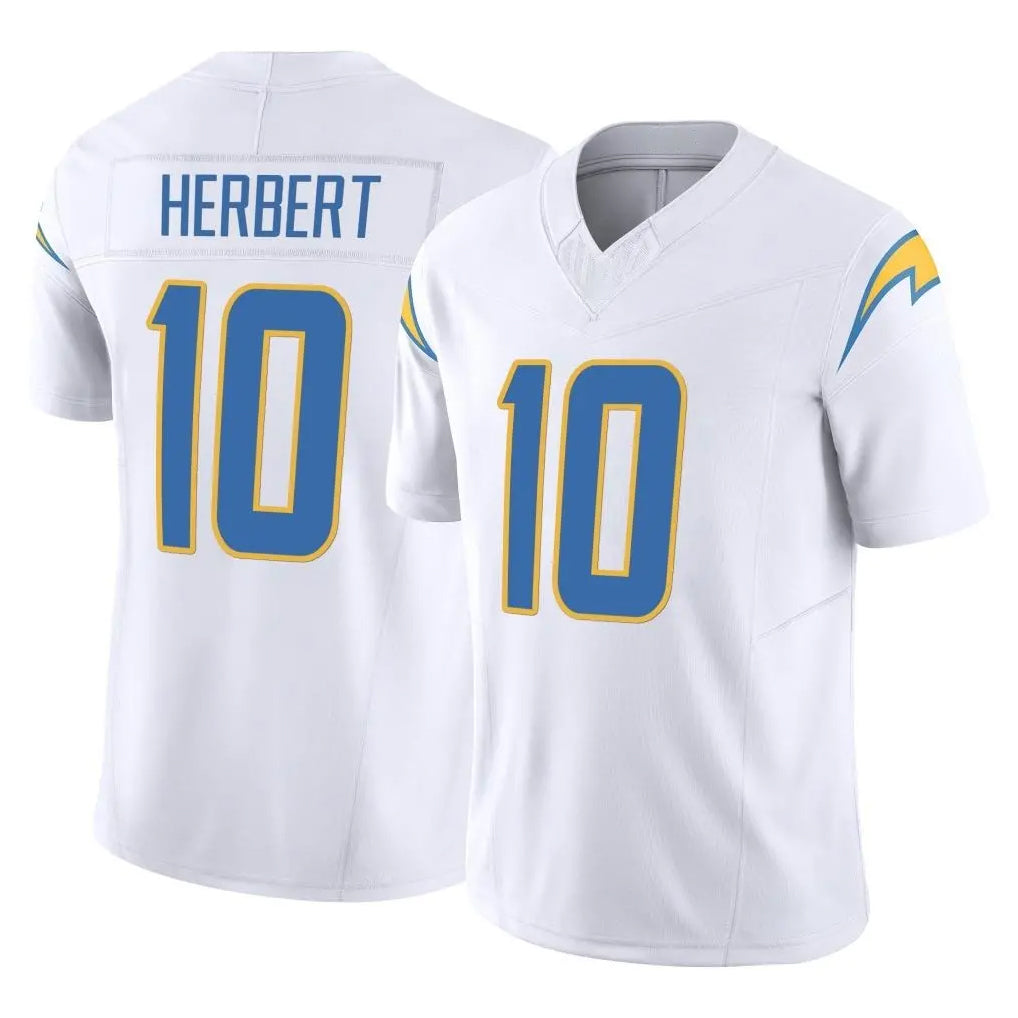 LA.Chargers #10 Justin Herbert Player White Limited Vapor F.U.S.E. Home Game Edoa Stitched Jerseys