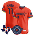 H.Astros #11 Cam Smith Player Orange City Connect Texas Patch Vapor Premier Limited Elite Home Edoa Stitched Jerseys