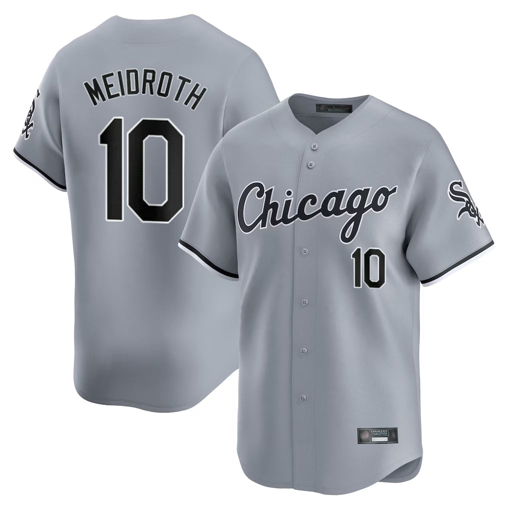 C.White Sox #10 Chase Meidroth Player Gray Road Limited Home Edoa Stitched Jerseys