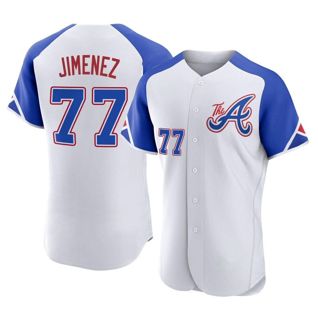 A.Braves #77 Joe Jimenez Player White City Connect Limited Elite Home Game Edoa Stitched Jerseys