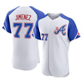 A.Braves #77 Joe Jimenez Player White City Connect Limited Elite Home Game Edoa Stitched Jerseys