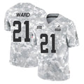 C.Browns #21 Denzel Ward Player Arctic Camo Salute to Service Limited Home Game Edoa Stitched Jerseys
