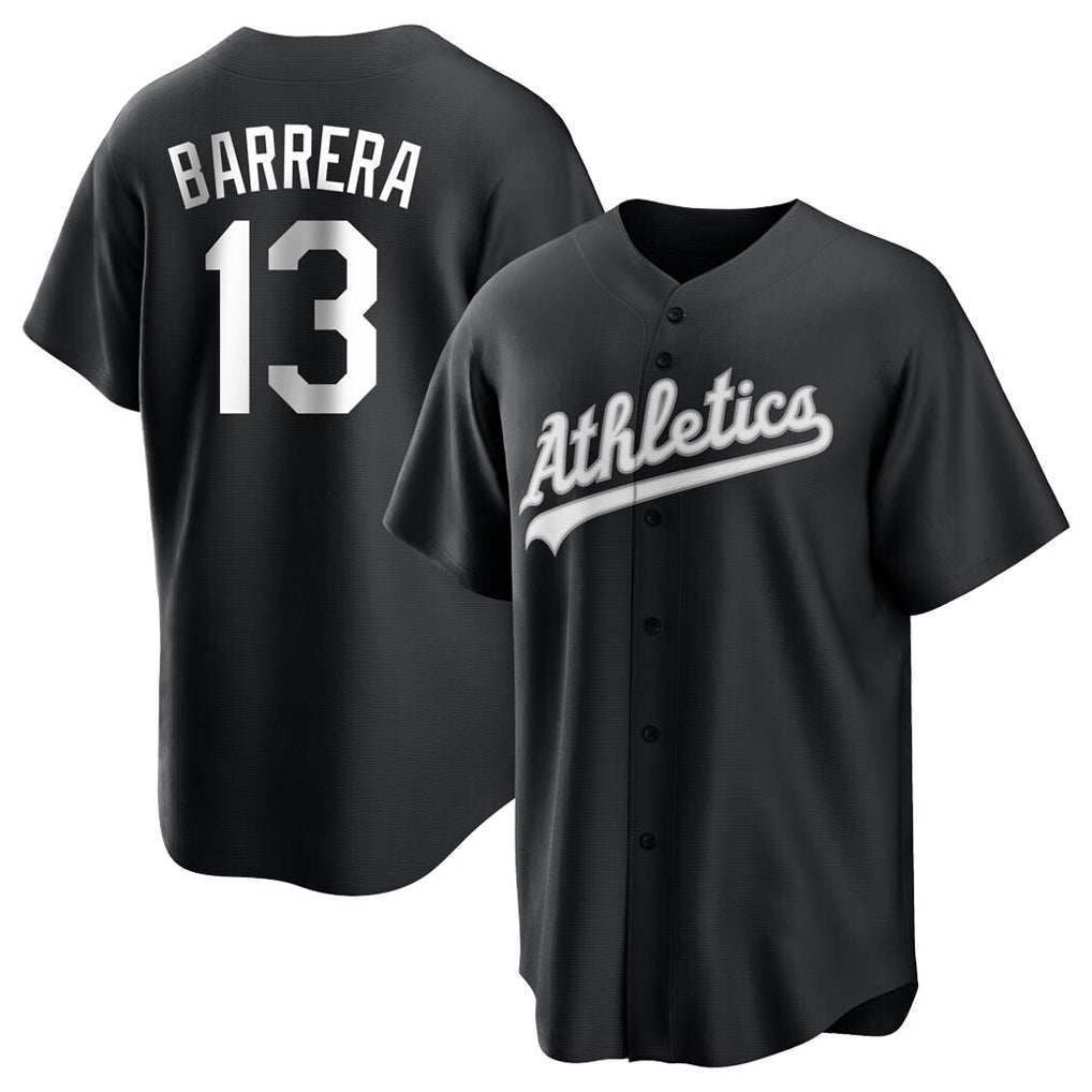 Athletics #13 Luis Barrera Player Black Fashion Home Game Edoa Stitched Jerseys