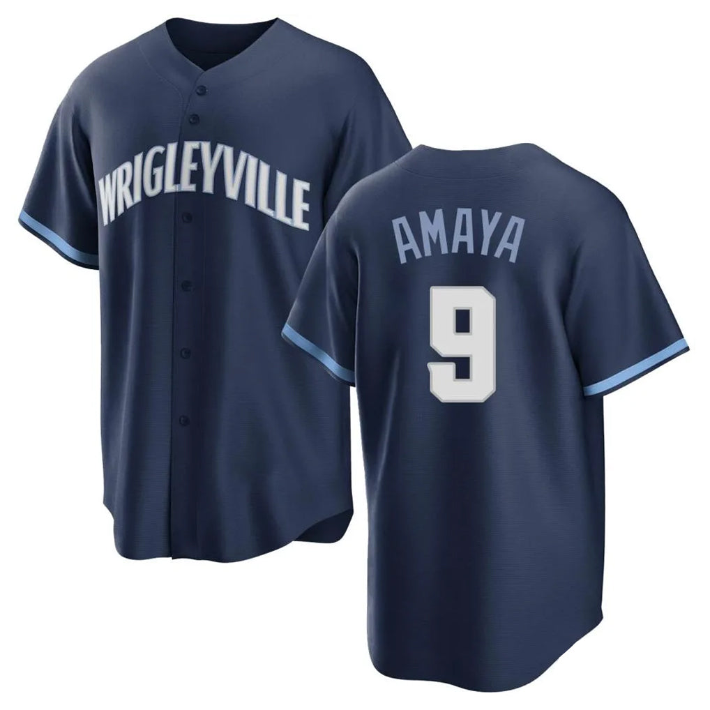 C.Cubs #9 Miguel Amaya Player Navy City Connect Home Game Edoa Stitched Jerseys
