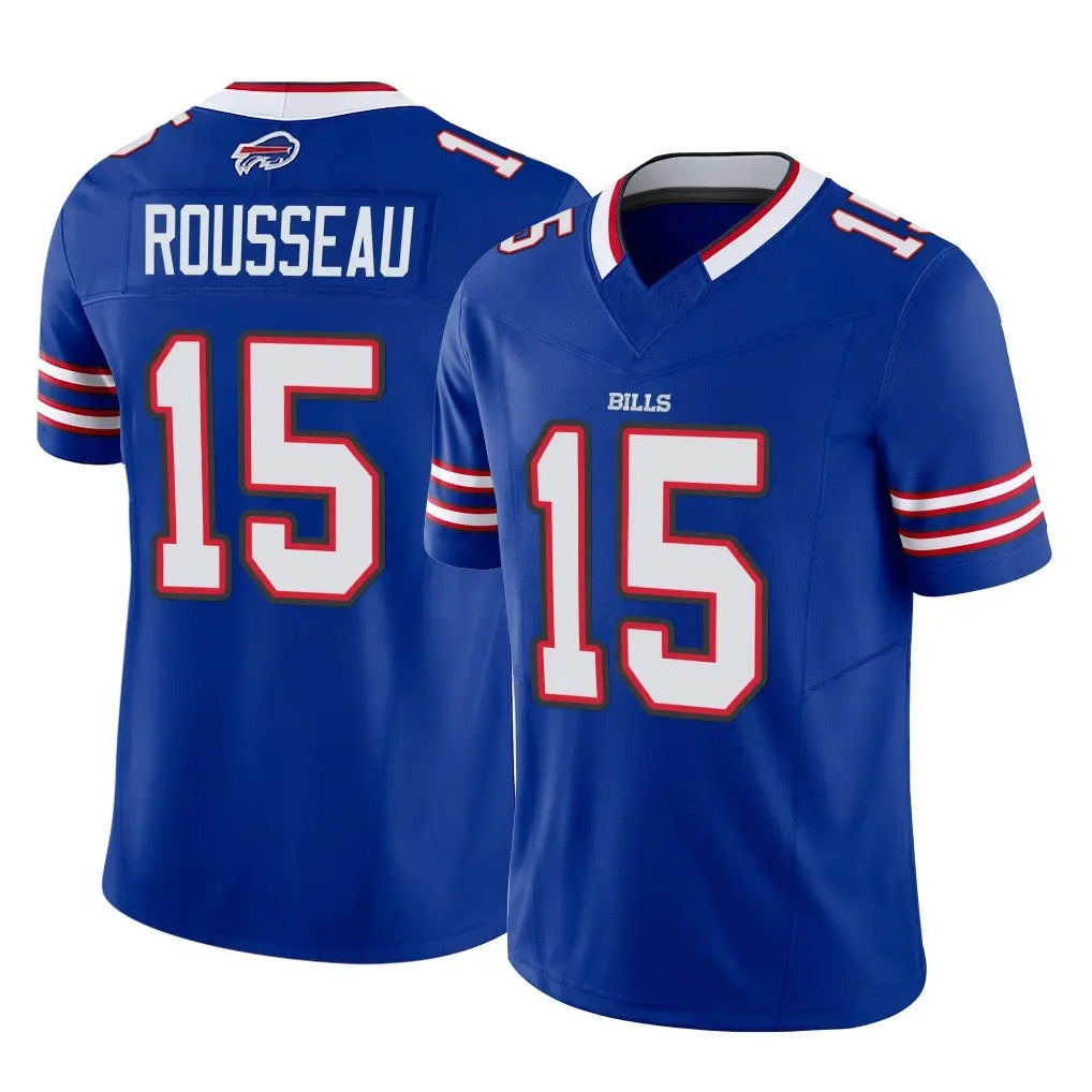 B.Bills #15 Greg Rousseau Player Royal Vapor F.U.S.E. Limited Home Game Edoa Stitched Jerseys