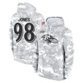 B.Ravens #98 Travis Jones Player Arctic Camo Salute to Service Pullover Hoodie Edoa Stitched Jerseys