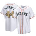 H.Astros #44 Yordan Alvarez Player Gold Collection Game Home Edoa Stitched Jerseys