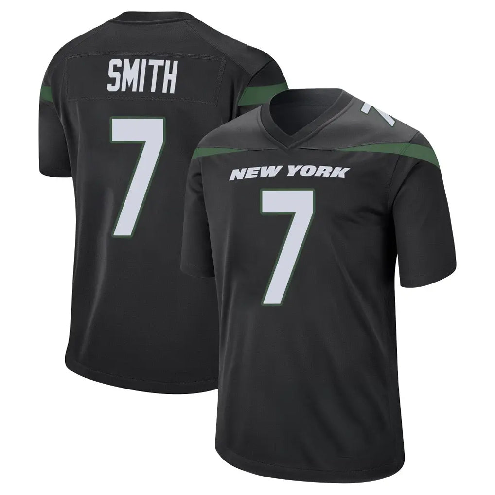 NY.Jets #7 Geno Smith Player Stealth Black Home Game Edoa Stitched Jerseys