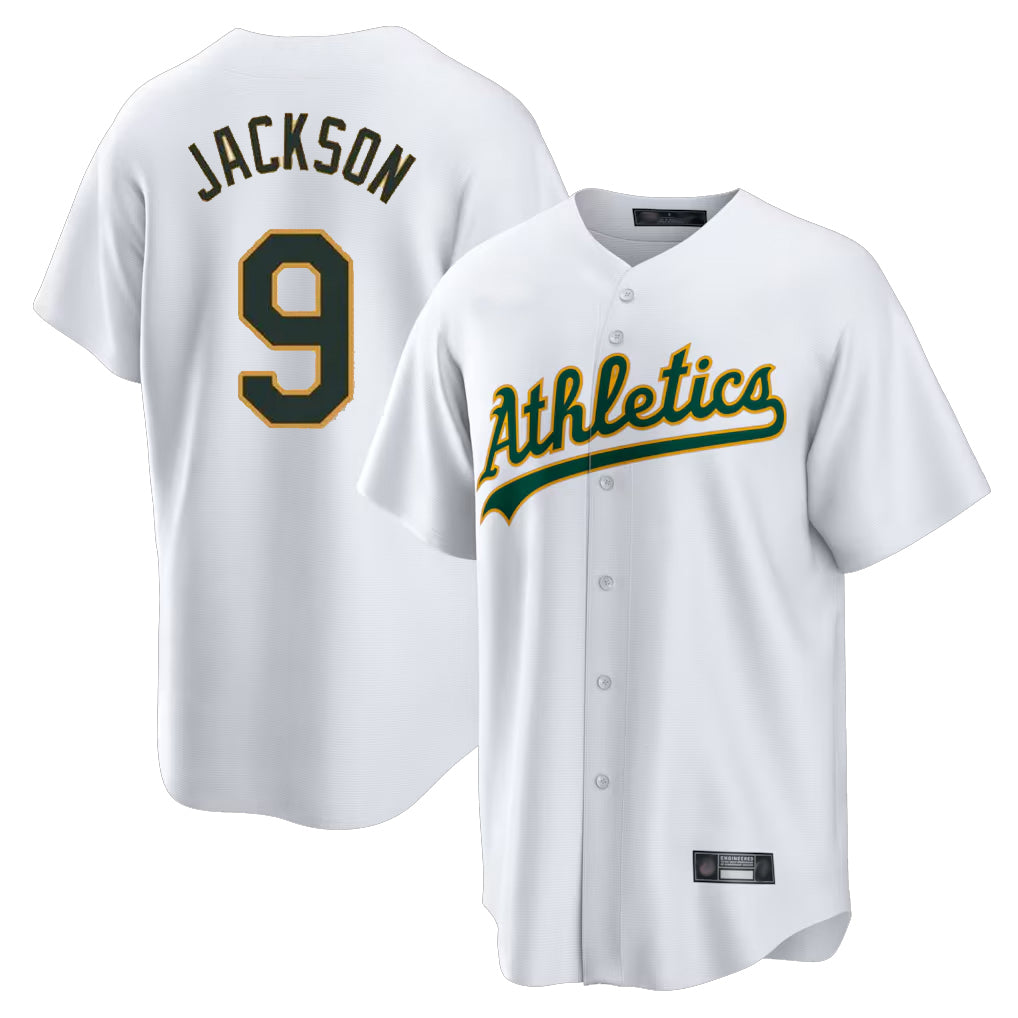Athletics #9 Reggie Jackson Player White Home Game Edoa Stitched Jerseys