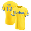 B.Red Sox #12 Connor Wong Player Yellow Limited Elite Home Game Edoa Stitched Jerseys