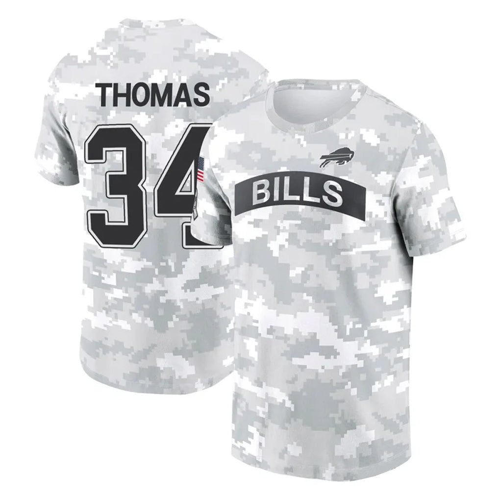 B.Bills #34 Thurman Thomas Player Arctic Camo Salute to Service T-Shirt Hoodies Edoa Stitched Jerseys
