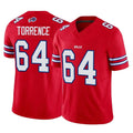 B.Bills #64 O'Cyrus Torrence Player Red Vapor F.U.S.E. Jersey Limited Home Game Edoa Stitched Jerseys