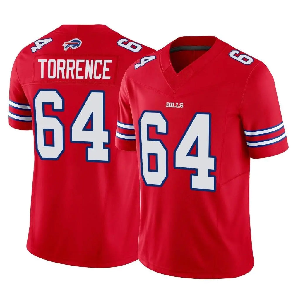 B.Bills #64 O'Cyrus Torrence Player Red Vapor F.U.S.E. Jersey Limited Home Game Edoa Stitched Jerseys
