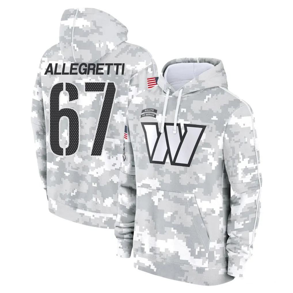 W.Commanders #67 Nick Allegretti Player Arctic Camo Limited Salute to Service Pullover Hoodies Game Edoa Stitched Jerseys