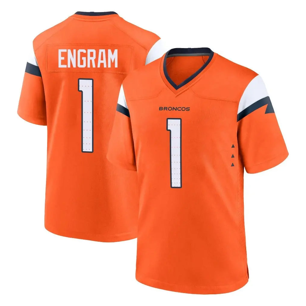 D.Broncos #1 Evan Engram Player Orange Home Game Edoa Stitched Jerseys