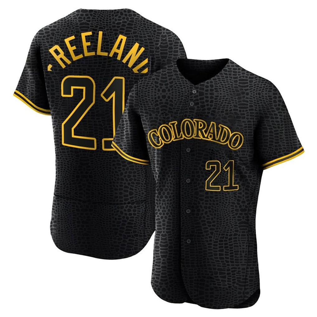 C.Rockies #21 Kyle Freeland Player Black Snake Skin City Limited Elite Home Edoa Stitched Jerseys