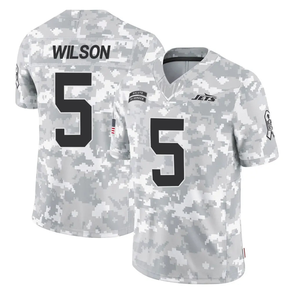NY.Jets #5 Garrett Wilson Player Arctic Camo Salute to Service Limited Game Edoa Stitched Jerseys