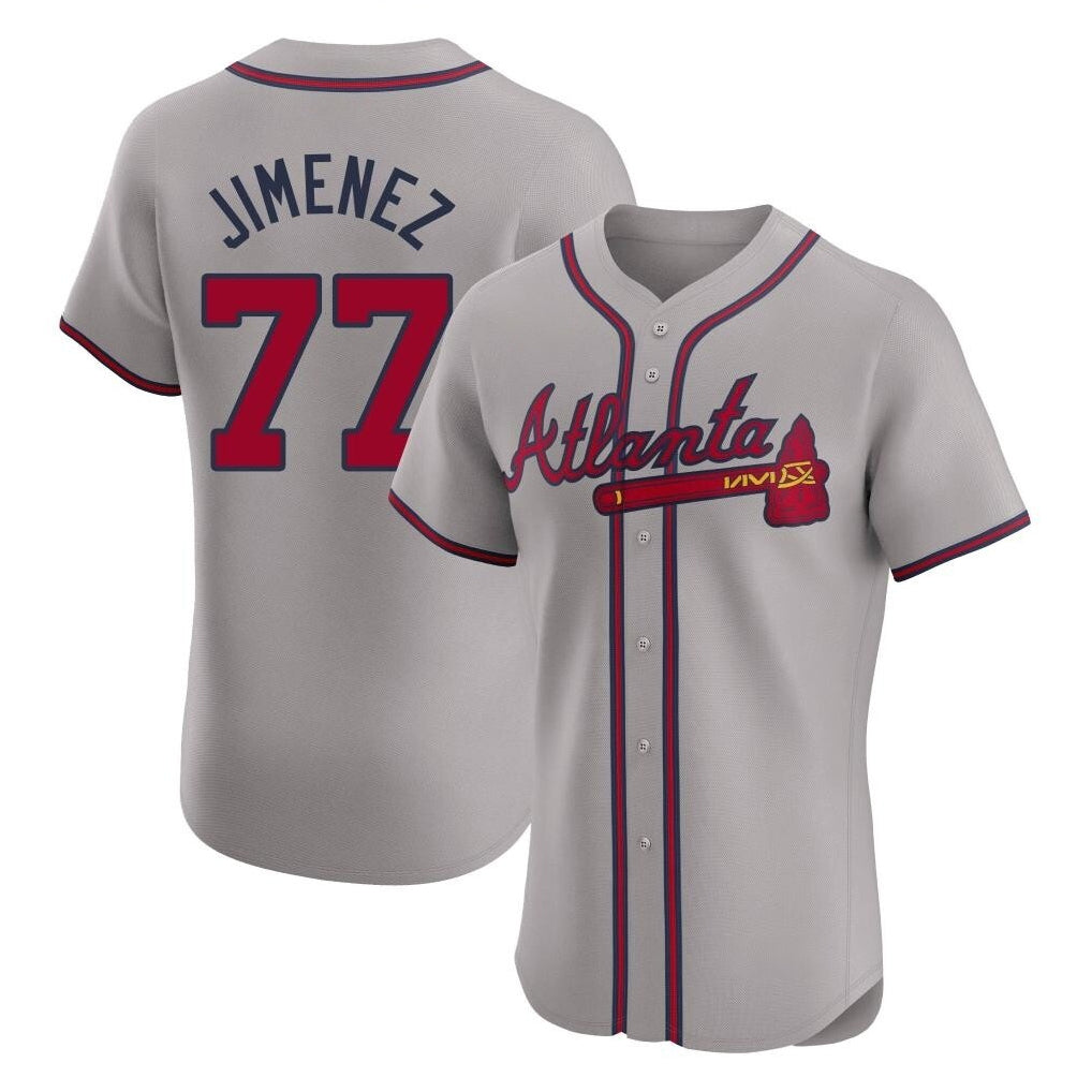 A.Braves #77 Joe Jimenez Player Gray Limited Elite Home Game Edoa Stitched Jerseys