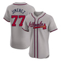 A.Braves #77 Joe Jimenez Player Gray Limited Elite Home Game Edoa Stitched Jerseys