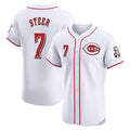 C.Reds #7 Spencer Steer Player White Limited Elite Home Edoa Stitched Jerseys
