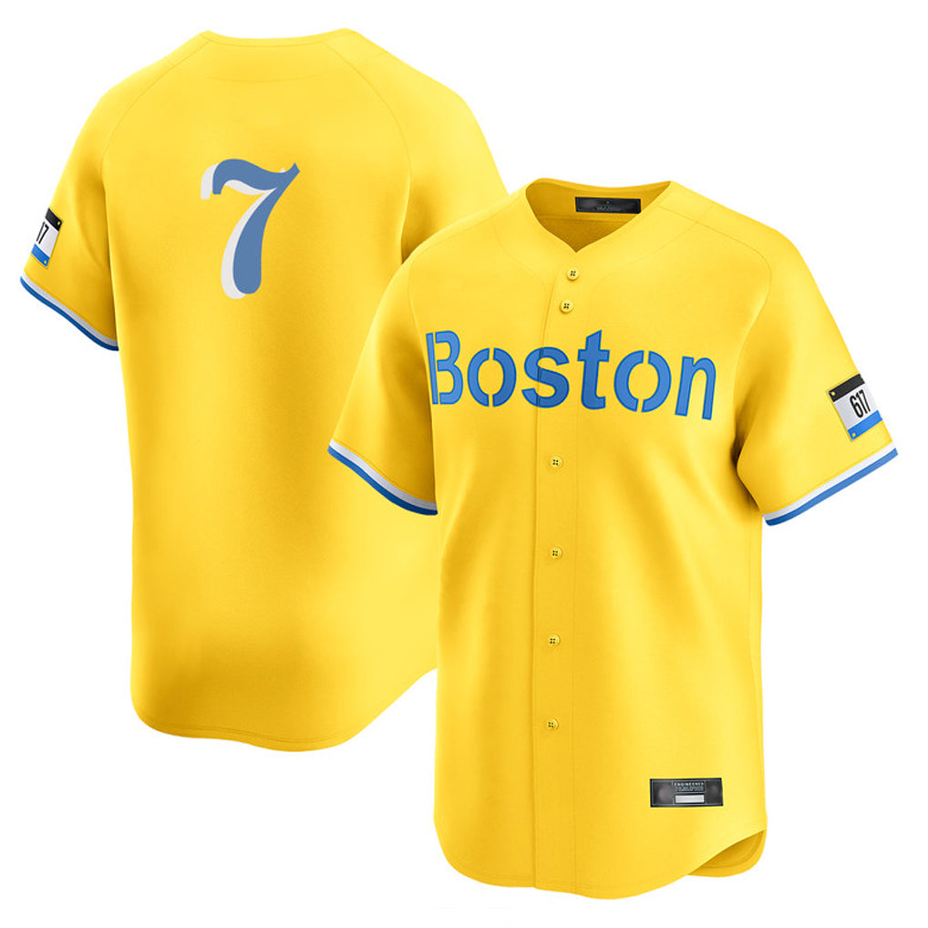 B.Red Sox #7 Masataka Yoshida Player Yellow Limited Home Game Edoa Stitched Jerseys