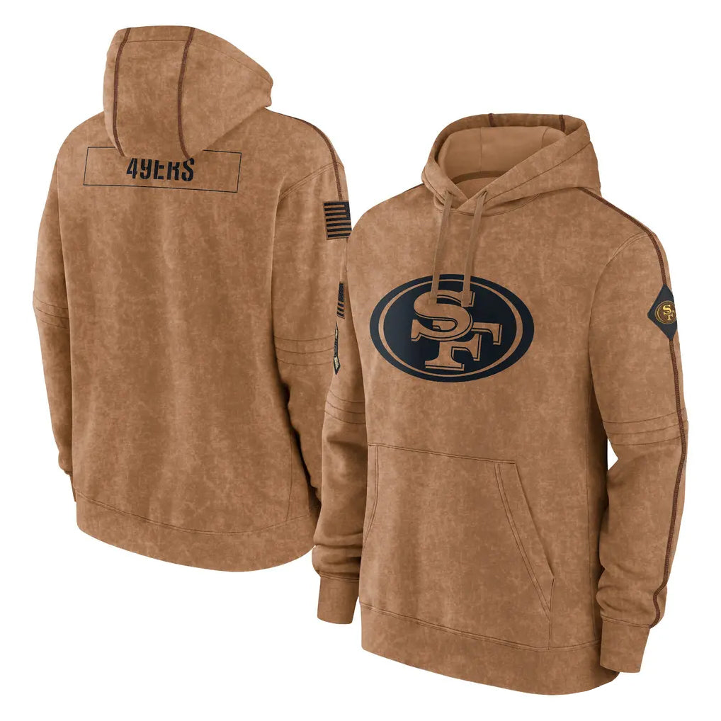SF.49ers ## 49ers Blank Player Brown Limited Salute to Service Pullover Hoodies Game Edoa Stitched Jerseys