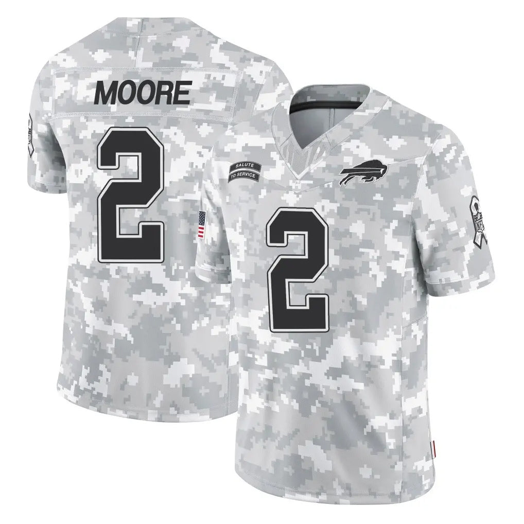 B.Bills #2 DJ Moore Player Arctic Camo Salute to Service Limited Game Edoa Stitched Jerseys
