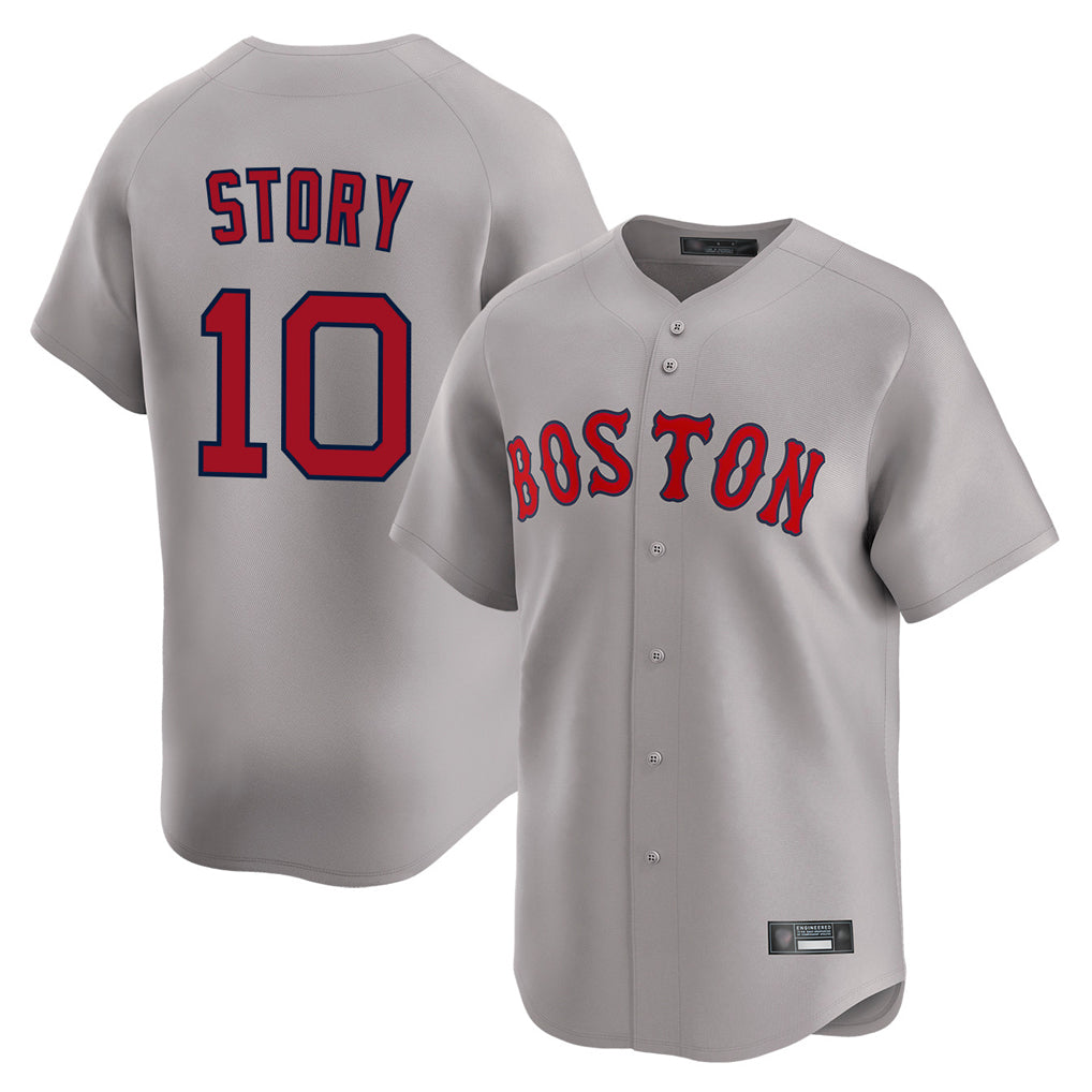 B.Red Sox #10 Trevor Story Player Gray Road Limited Home Game Edoa Stitched Jerseys